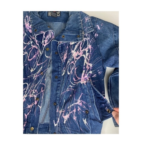 Hot Spices Vintage Sparkle Paint Jean Jacket Sz Med - Picture 8 of 12
